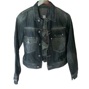 NWT Arizona denim jean jacket military camo lined classic staple essential